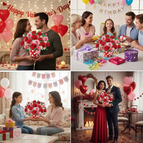 Tcamp Pop Up Mothers Day Card with Music & Light, Rose Bouquet Greeting Card, Mothers Day Card, Anniversary Birthday Gifts for Women Mom Sister - Image 5