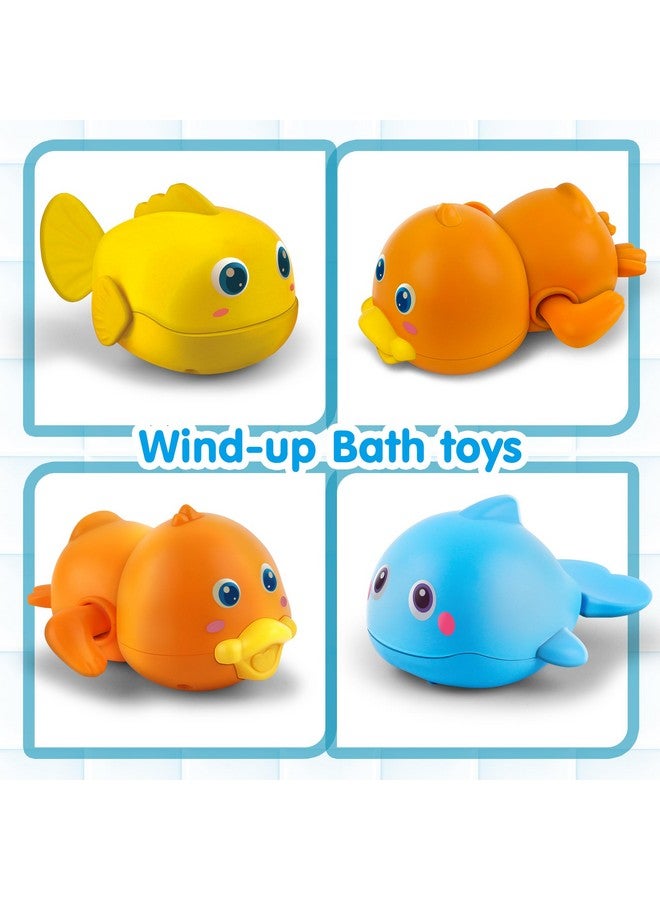 Dwi Dowellin Bath Toys for Toddlers, Magnetic Fishing Games Kids Bathtub Toys, Mold Free Wind-up Toys Swimming Fish Duck Whale Floating Water Toys for Kids Baby Infant - Image 4