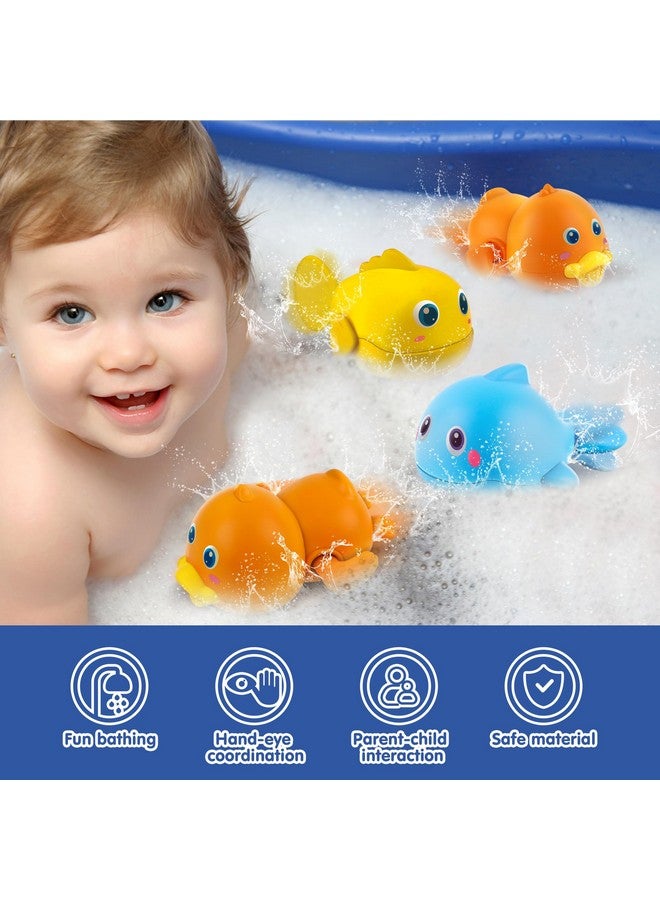 Dwi Dowellin Bath Toys for Toddlers, Magnetic Fishing Games Kids Bathtub Toys, Mold Free Wind-up Toys Swimming Fish Duck Whale Floating Water Toys for Kids Baby Infant - Image 3