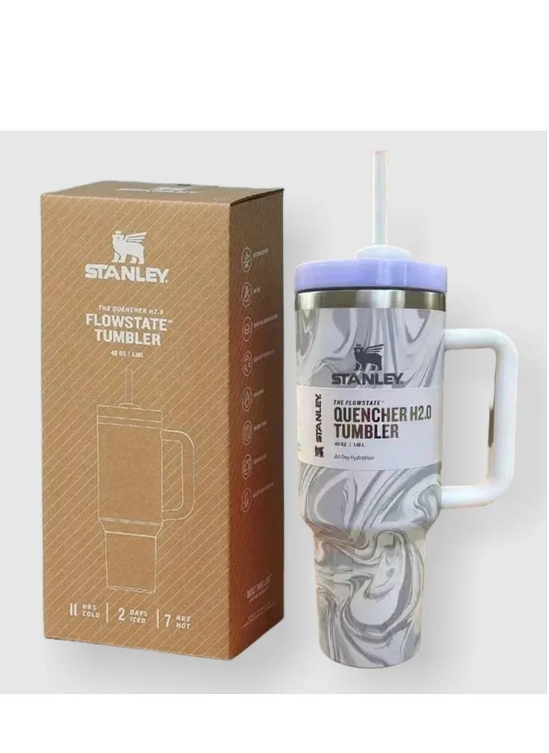 Stanley - 2-Pack Quencher H2.0 FlowState 40oz Stainless Steel Tumblers – Rose Quartz & Swirl – Vacuum Insulated Travel Mugs with Leak-Proof Lid & Reusable Straw – Double-Walled Design Keeps Drinks Hot for 7 Hours & Cold for 24 Hours – Durable, Portable, Ideal for Work, Gym & On-the-Go Hydration - Image 1