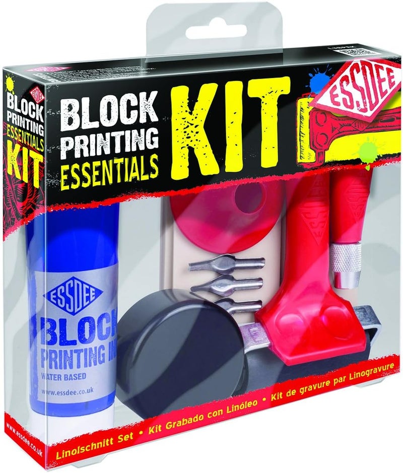 Essdee Block Printing Essentials Kit Includes 2 Ink Rollers, 3 Lino Cutters, Lino Handle, Printing Ink and Carving Block || Used in Art, Craft and Carving Stamps || Made in The UK - Image 4