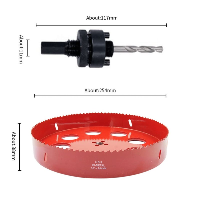 Laiwei 254mm Hole Saw, Drill Bit, Bi-Metal Hole Saw Heavy Duty Mandrel Hole Cutter for Drilling Wood,Aluminum Profile,PVC and Other Materials - Image 2