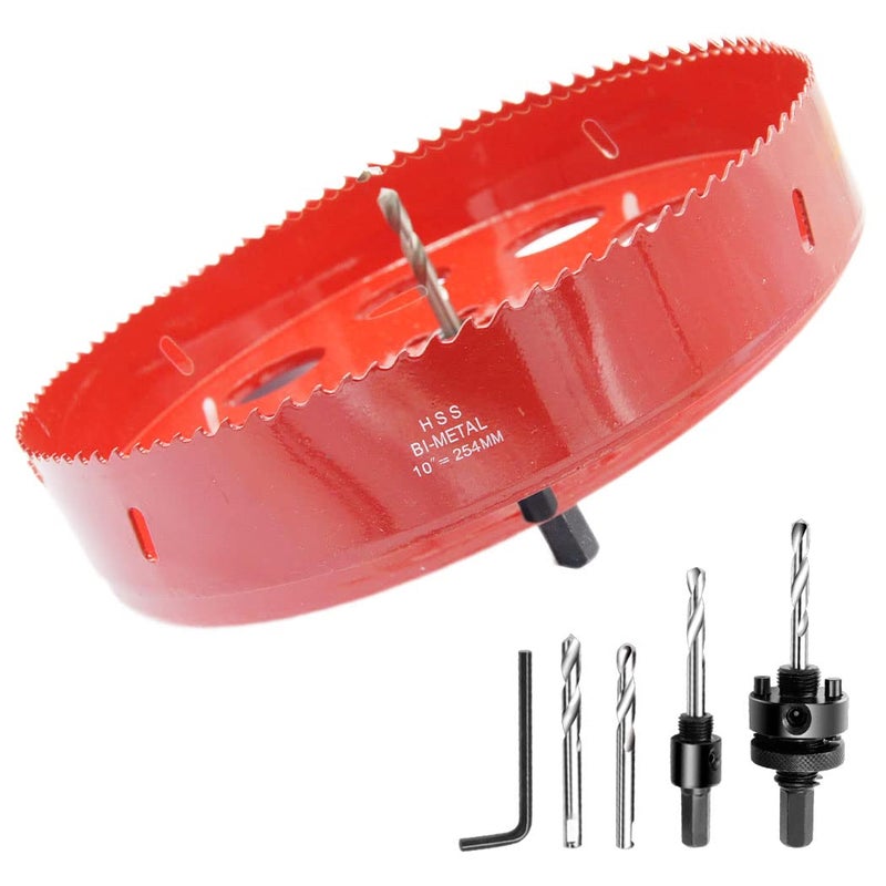Laiwei 254mm Hole Saw, Drill Bit, Bi-Metal Hole Saw Heavy Duty Mandrel Hole Cutter for Drilling Wood,Aluminum Profile,PVC and Other Materials - Image 1