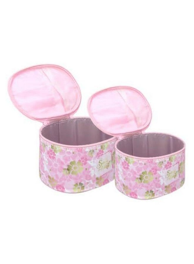 Plenteous Cosmetic and Jewelry Storage Case Set - Waterproof PU Leather Floral Makeup Bag, Large Capacity Toiletry Organizer for Women, Home and Travel Use (2PCS, Multicolor) - Image 1