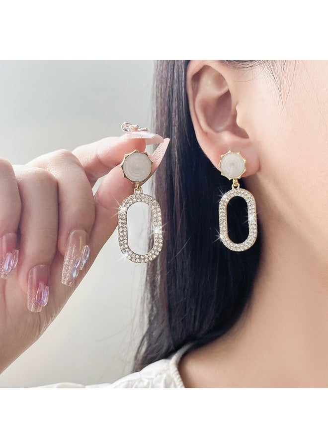 Goolsky Korean Style Pearl Bowknot Stud Earrings – Elegant Crystal Inlaid Ribbon Design, Chic & Feminine Jewelry, Pearl Bow & Crystals, Daily Wear/Dates - Image 1