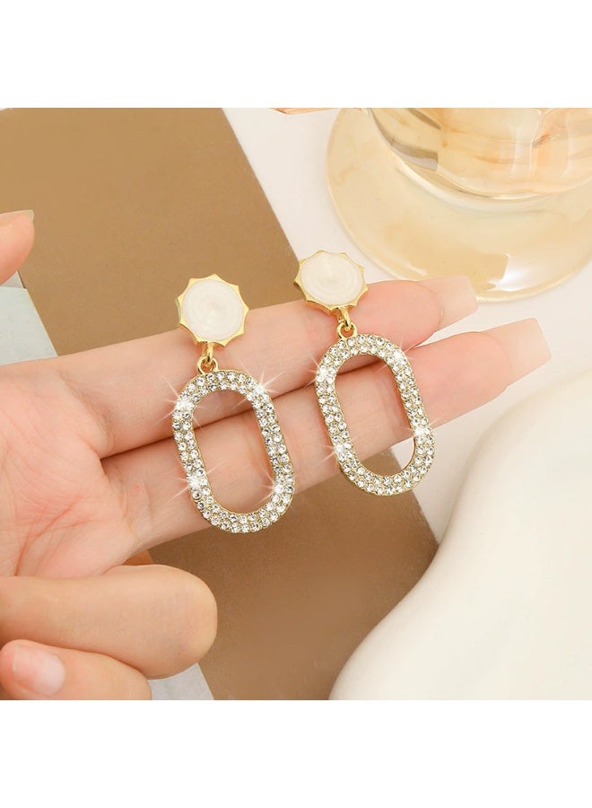 Goolsky Korean Style Pearl Bowknot Stud Earrings – Elegant Crystal Inlaid Ribbon Design, Chic & Feminine Jewelry, Pearl Bow & Crystals, Daily Wear/Dates - Image 2