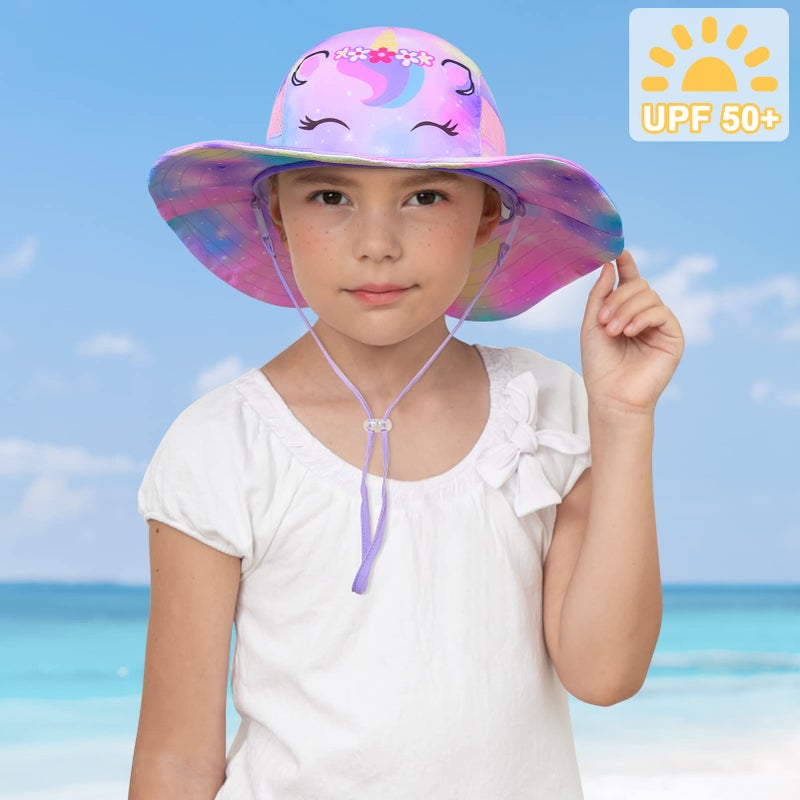 ICOSY Kids Sun Hat for Toddler Girls Unicorn Bucket Hats UV Protection Summer Hat for Kids Wide Brim Fishing Hat 2-8 Years Colorful - Image 2