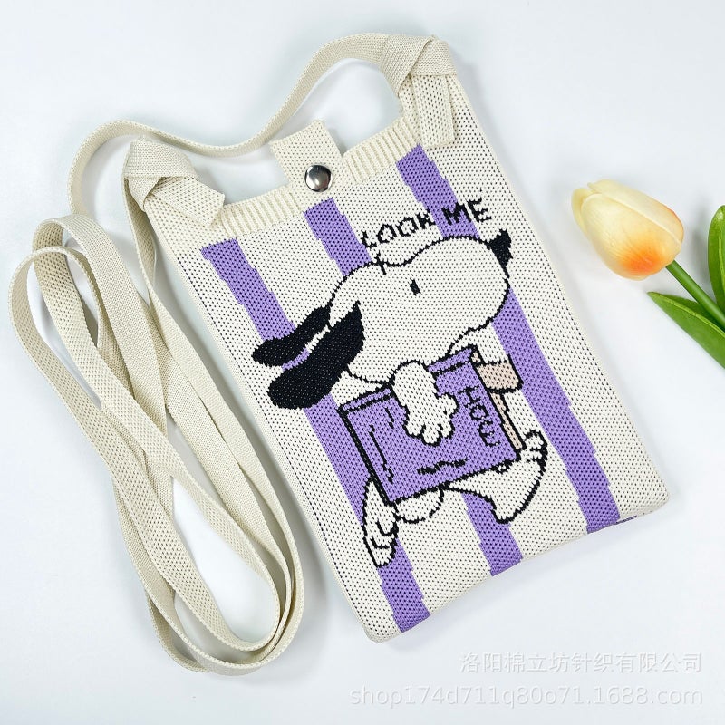 New Handbag Cartoon Bag Mini Knitted Bag Mobile Phone Bag Coin Purse Compact Portable Crossbody Bag Women'S Bag - Image 1