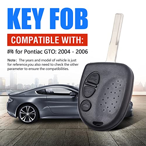 Keymall Remote Head Key Fob with Chip Replacement 304MHz for Pontiac GTO 2004 2005 2006 FCC ID:QQY8V00GH40001 PN: 92123129 3 Buttons - Image 3