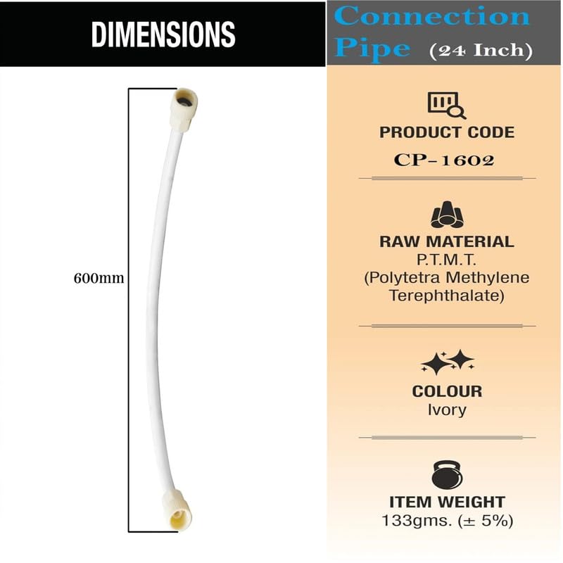 Cloudtail Cloudtail Connection PipeReplacement TubeHoseFlexibleLight Weight With BoltIdeal For KitchenBathroomHealth FaucetGeyserRo PourifierMaterial PtmtPlasticColor WhiteSize 24Set Of 1  - Image 4