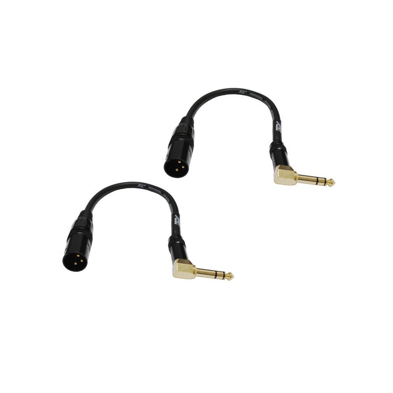 AUDIO 2000'S كابل صوت 2000s E14101P2 1/4" TRS بزاوية قائمة إلى XLR ذكر 1 قدم (عبوة 2)  - Image 1