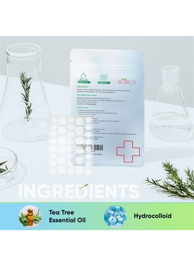 BIORICA - Pimple Patches for Face with Tea Tree Oil 216pcs (2size). Hydrocolloid Acne Pimple Patches. Blemish Patches, Acne Dots, Pimple Stickers, Acne Patch and Pimple Patch. (108) - Image 1