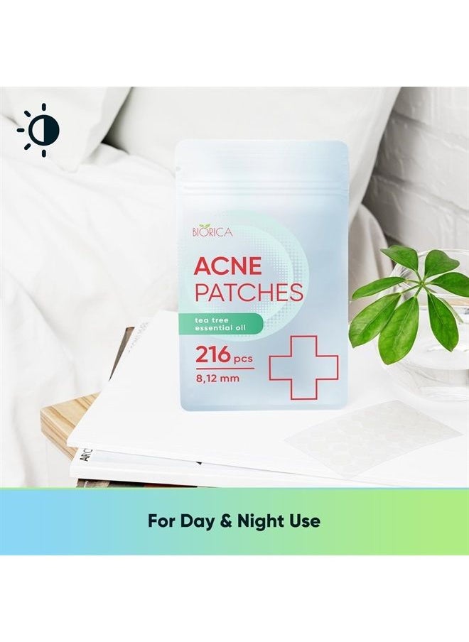 BIORICA - Pimple Patches for Face with Tea Tree Oil 216pcs (2size). Hydrocolloid Acne Pimple Patches. Blemish Patches, Acne Dots, Pimple Stickers, Acne Patch and Pimple Patch. (108) - Image 1