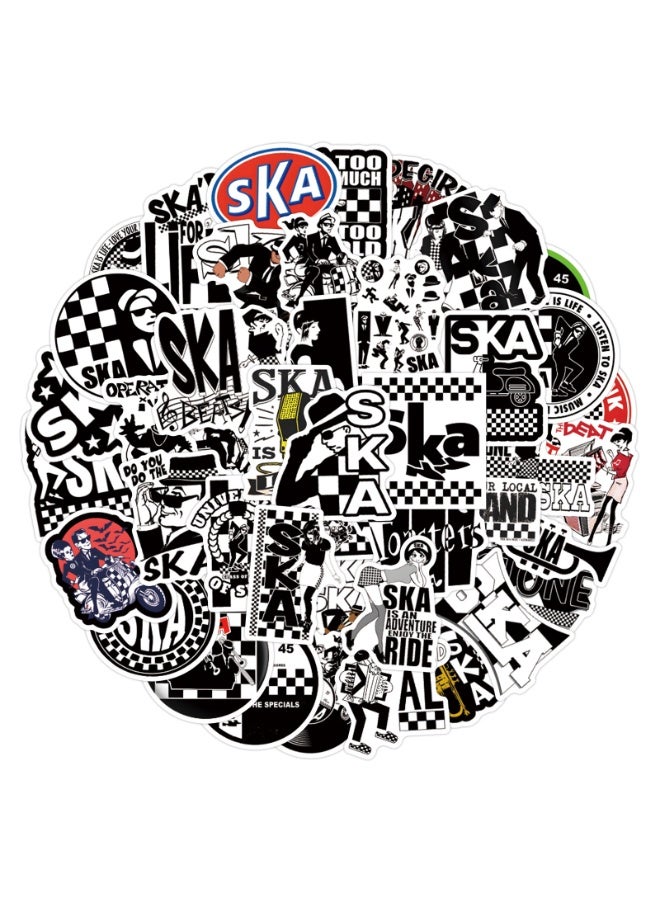 NIBEMINENT 55 Pcs Ska Deco Kit Waterproof Stickers, High Definition Printing Bright Colors, Suitable for Laptop Skateboard Luggage Water Bottle Guitar DIY - Image 1