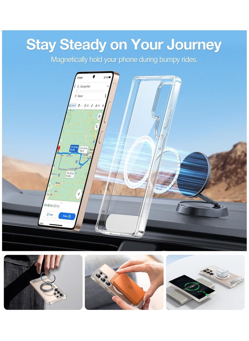 TORRAS Strong Magnetic & Seamless Stand for Samsung Galaxy S25 Ultra Case for MagSafe, Mil-Grade Drop Protection, Adjustable Kickstand for Samsung Galaxy S25 Ultra Case, Anti-Yellowing Diamond Clear  - Image 4