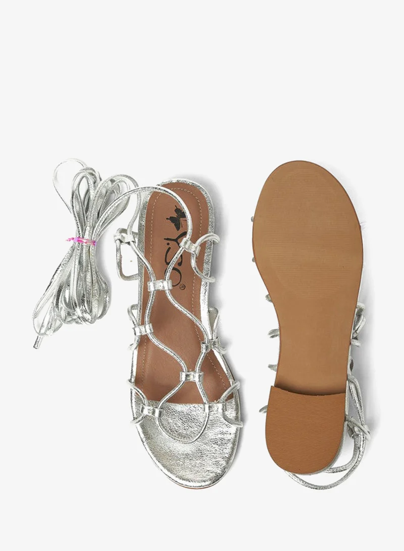 Y.so Silver Women's Flat Slingback Sandals – Slip-On Comfort with Backstrap Support for Women | Best Price UAE