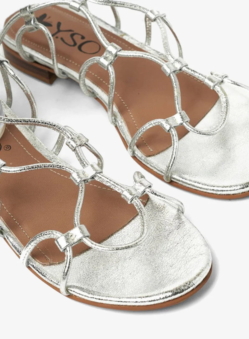 Y.so Silver Women's Flat Slingback Sandals – Slip-On Comfort with Backstrap Support for Women | Best Price UAE