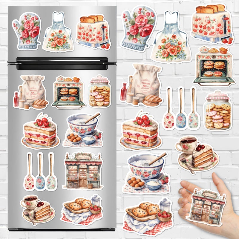 Flora Kitchen Set, Refrigerator Magnet, Magnetic Fridge Decor, Decorative Magnets, Strong Magnet, Magnetic Stickers, Fridge Magnet Set, Cute Refrigerator Magnets, Funny Magnets 12 Pieces - Image 1