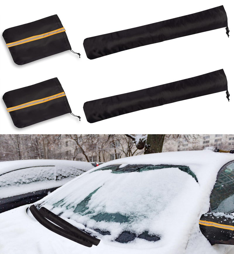 OUTTDID Side Mirror Covers and Windshield Wiper Covers for Trucks Cars SUVs Vans, 1 Pack Auto Rearview Protection Cover & Windshield Wiper Covers Protect from Ice Snow Frost Dew Rain Bird Poop Side Covers - Image 1