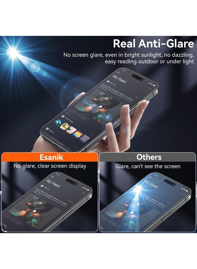 Esanik [2-Pack for iPhone 1 * 7 Pro Matte Privacy Glass Screen Protector, Anti-Glare & Anti-Spy,Anti-Reflection, Smooth as Silk, Military-Grade 9H Hardness,Flawless Fit Tray - Image 3
