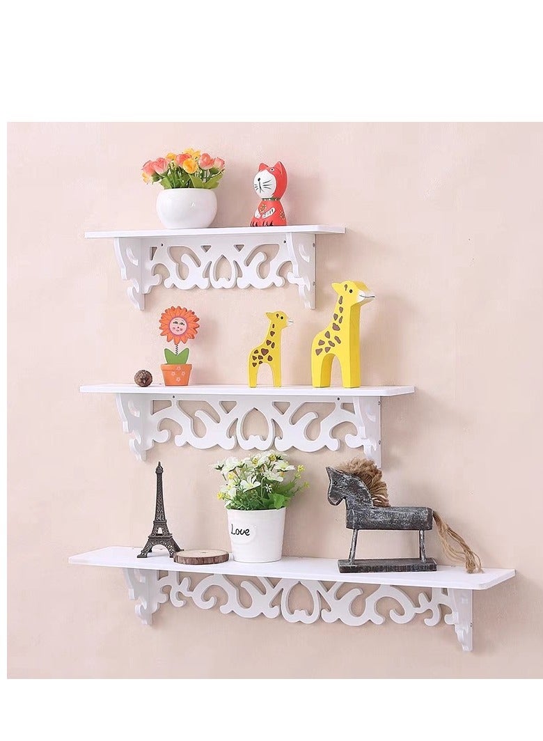 3PCS White Floating Wall Shelves – Elegant Filigree Corner Storage Rack, Decorative Wall-Mounted Display Stand for Living Room, Bedroom, Bathroom & Office – Shabby Chic Home Décor  - Image 5