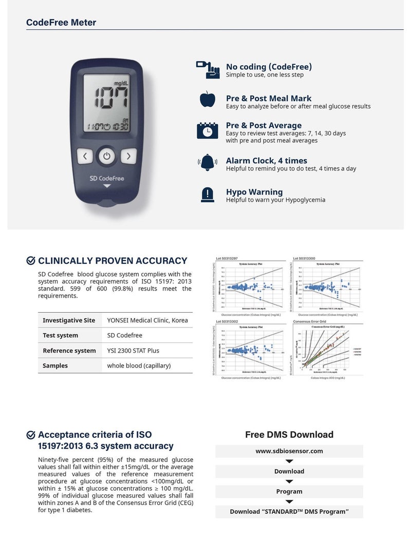 جهاز استشعار حيوي SD جهاز قياس السكر مع عدد 110شريحة قياس ماركة اس دي بايو سينسور - Image 4