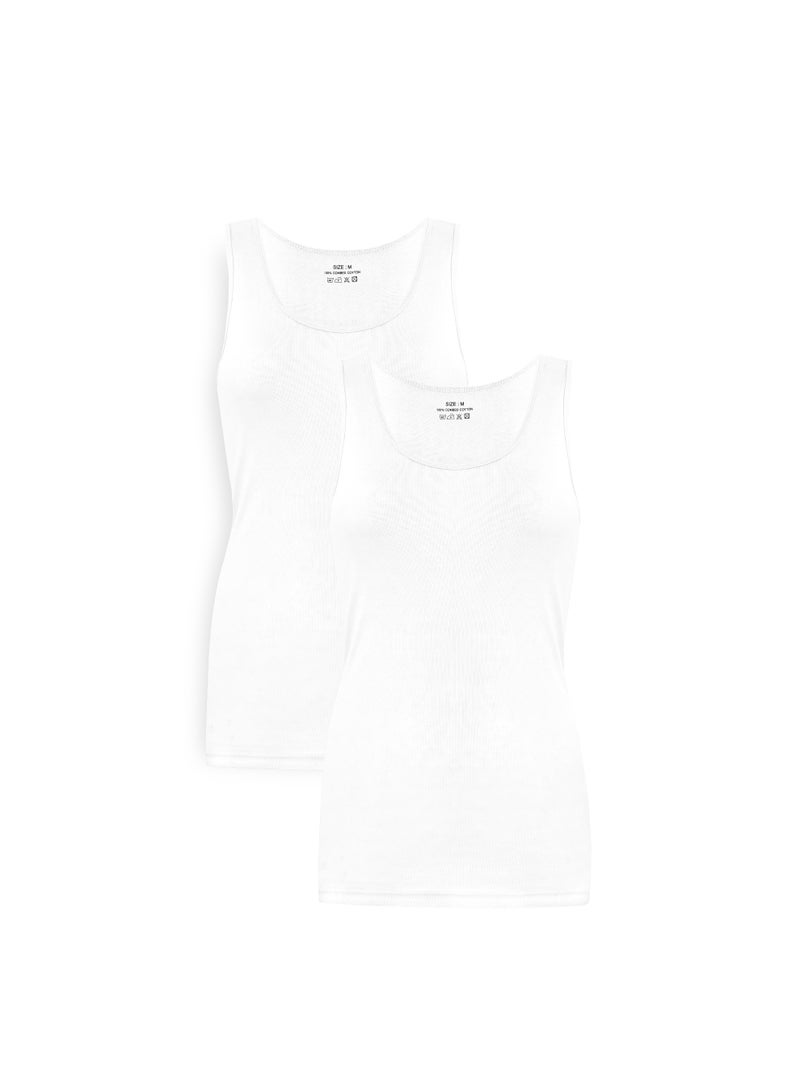 Mariposa Women's Cotton Vest White  2 Pack - Image 1