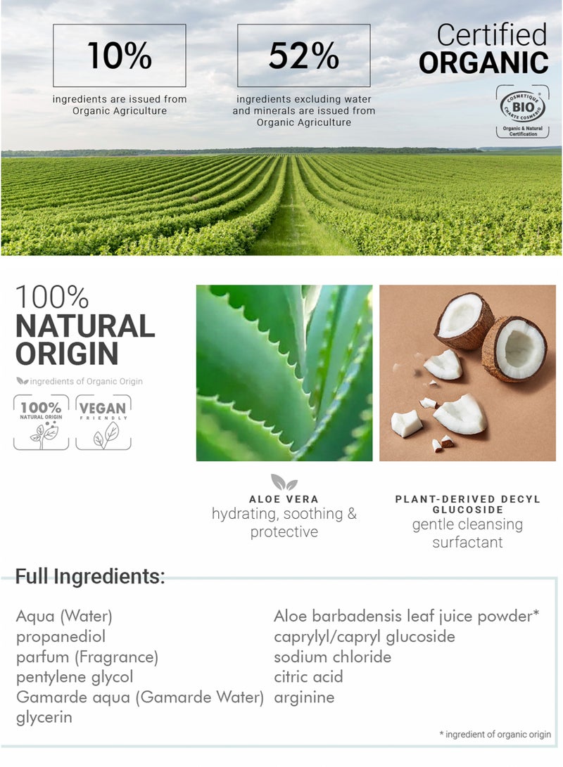 gamarde Baby Cleansing Water 400ml Certified Organic & 100% Natural Hydrating Best No-Rinse Cleanser with Aloe Vera & Thermal Spring Water Gentle Daily Face & Body Cleanser for Babies Hypoallergenic Vegan Formula, Dermatologically & Pediatric Tested, Tear-Free for Newborns, Infants & Kids Made In France - Image 5