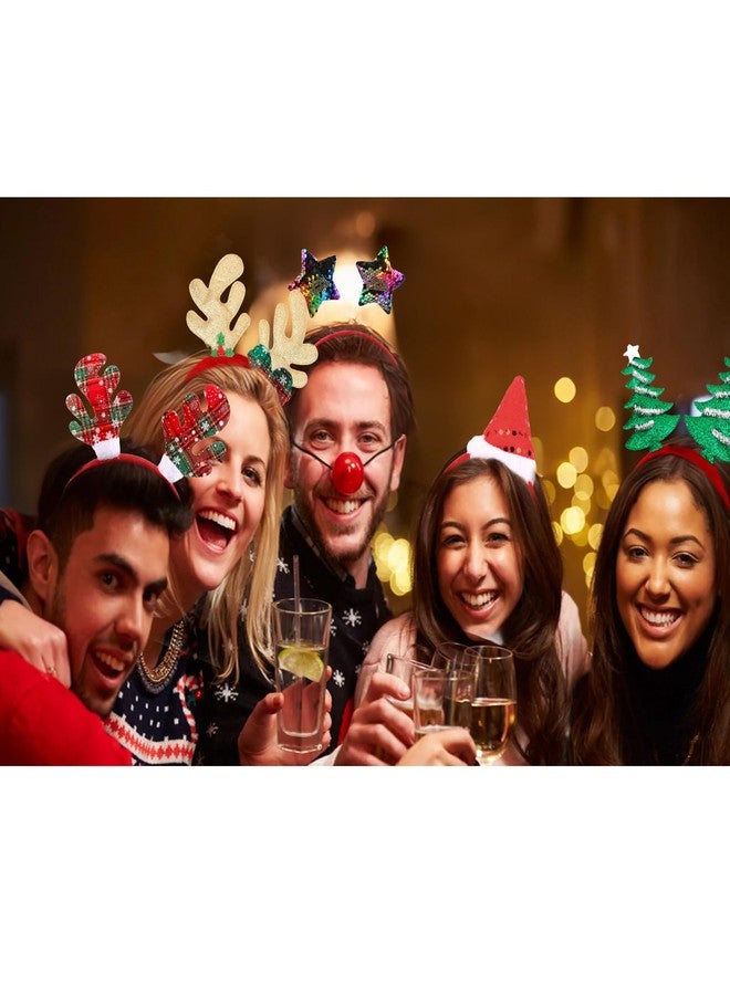 Amariver Christmas Holiday Headbands Set, Festive Party Hair Accessories with Reindeer Antlers, Santa Hat, Christmas Tree Designs, 12 Pack - Image 3