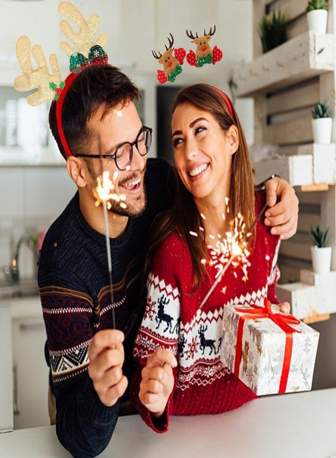 Amariver Christmas Holiday Headbands Set, Festive Party Hair Accessories with Reindeer Antlers, Santa Hat, Christmas Tree Designs, 12 Pack - Image 5