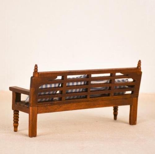 EatingBiting Dollhouse Miniature Doll Bench Couch Sofa with Cushions 112 Dollhouse Miniature Furniture Sofa Wooden Recliner Chair Vintage Sofa Vivid - Image 3