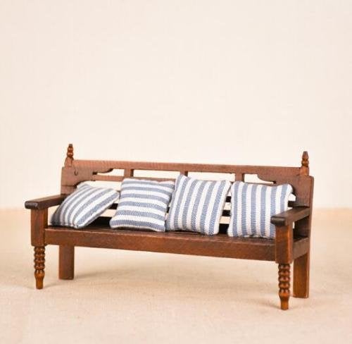 EatingBiting Dollhouse Miniature Doll Bench Couch Sofa with Cushions 112 Dollhouse Miniature Furniture Sofa Wooden Recliner Chair Vintage Sofa Vivid - Image 1