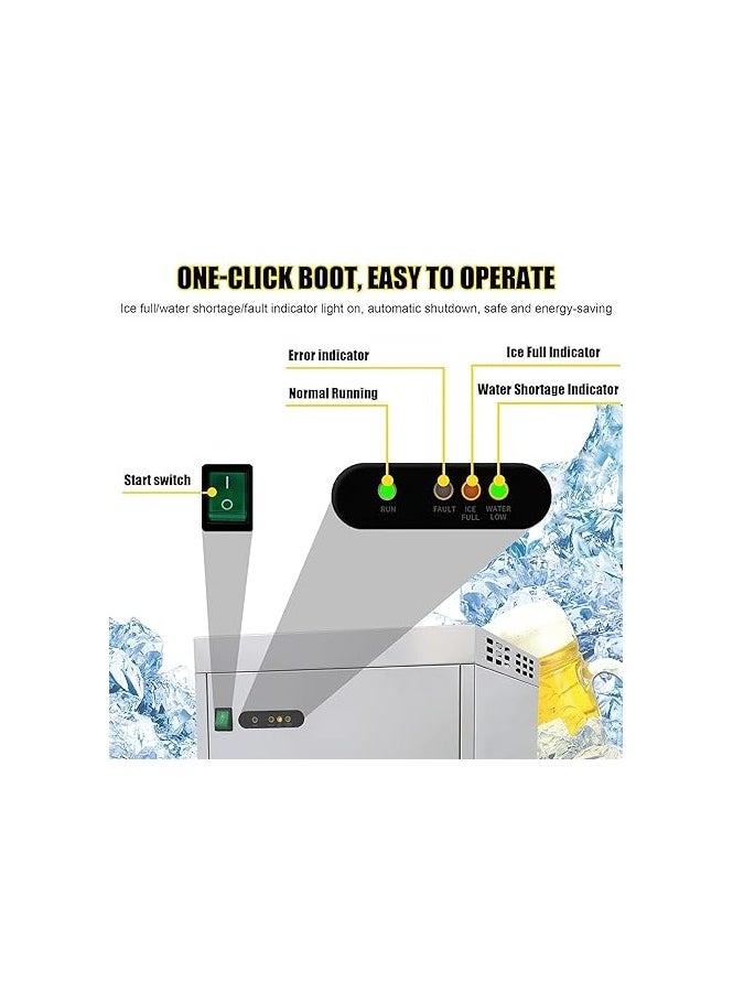 AL KHAYAM Commercial Ice Maker Machine,25KG/24H Automatic Ice Making Machine,Portable Electric Flake Ice Maker, Stainless Steel Ice Making Machine with 22LBS Capacity,for Seafood Restaurant Bar Cafe (50kg  - Image 4