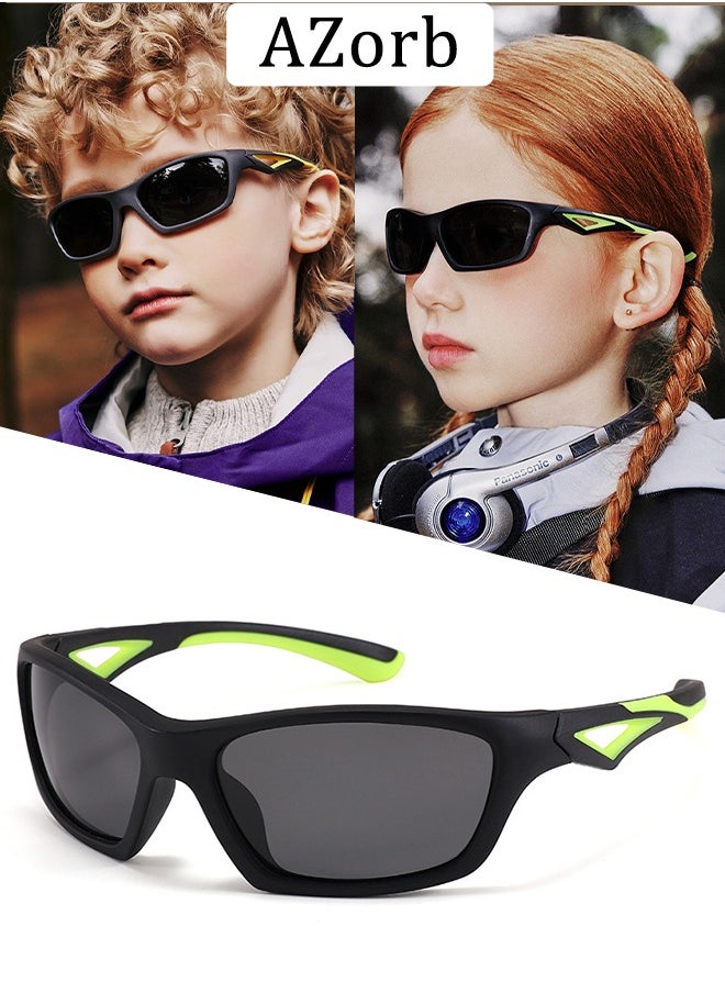 AZorb Polarized Kids Sunglasses Sports TR90 Silicone Soft Frame Sun Glassess for Children Sunglass Boys Girls Teens Eye Glassess 3-12 Years UV Protection Cycling Baseball Shades  - Image 1