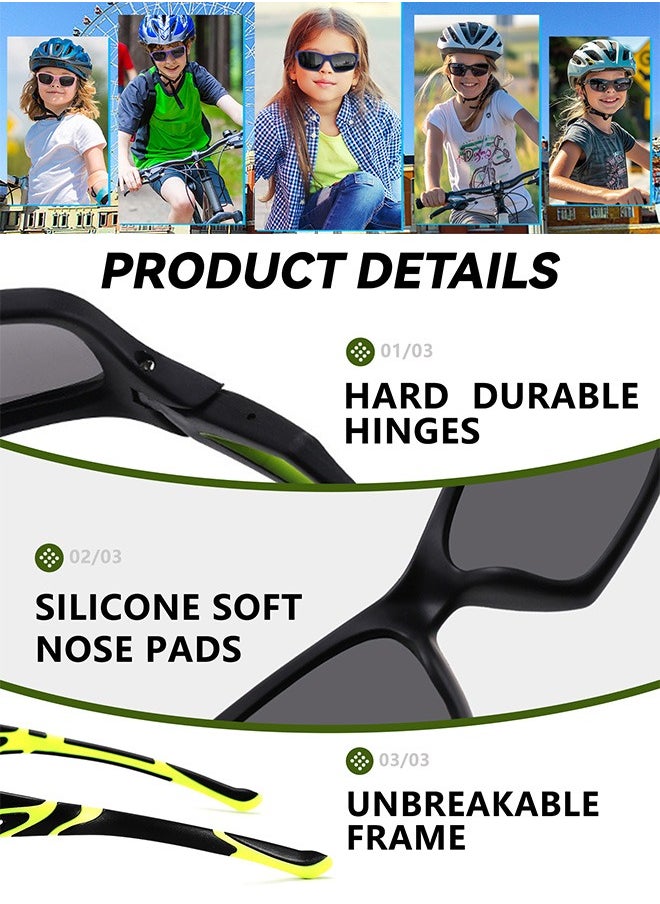 AZorb Polarized Kids Sunglasses Sports TR90 Silicone Soft Frame Sun Glassess for Children Sunglass Boys Girls Teens Eye Glassess 3-12 Years UV Protection Cycling Baseball Shades  - Image 2
