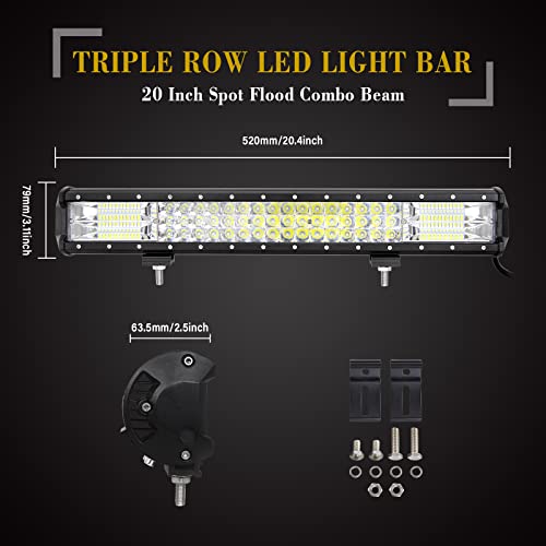 SKYWORLD LED Light Bar SKYWORLD 20 inch 288W LED Off Road Driving Lights, License Plate Mount Bracket Holder with 12V Strobe Remote Control Wiring Harness for Tractor Truck 4x4 Vehicles Exterior Car Lighting - Image 2