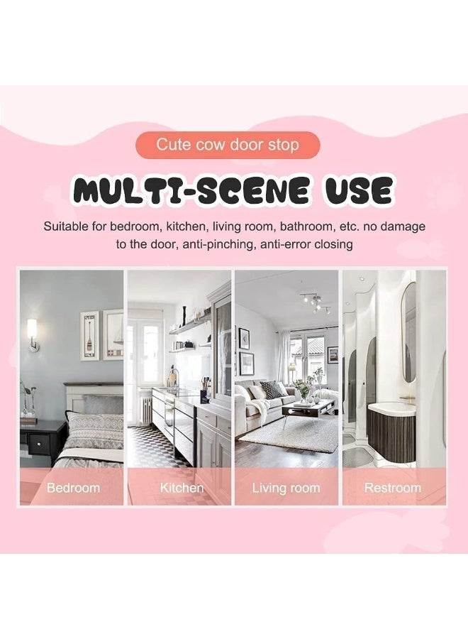 Cute Cow Door Stopper for Kids Room, Non-Slip Silicone Door Stop Wall Protector, Animal Shaped Reusable Door Holder for Home, Office, Bedroom, Bathroom, Carpet & Hard Floors, 6.2 x 4.2 inch - Image 5