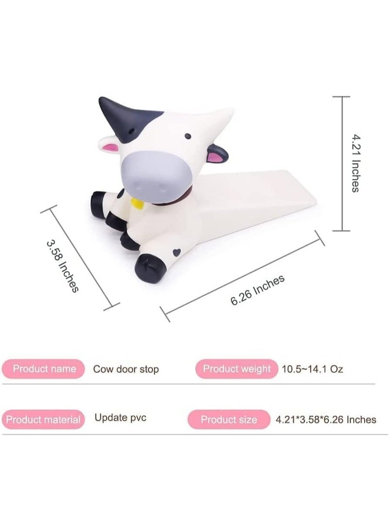 Cute Cow Door Stopper for Kids Room, Non-Slip Silicone Door Stop Wall Protector, Animal Shaped Reusable Door Holder for Home, Office, Bedroom, Bathroom, Carpet & Hard Floors, 6.2 x 4.2 inch - Image 2