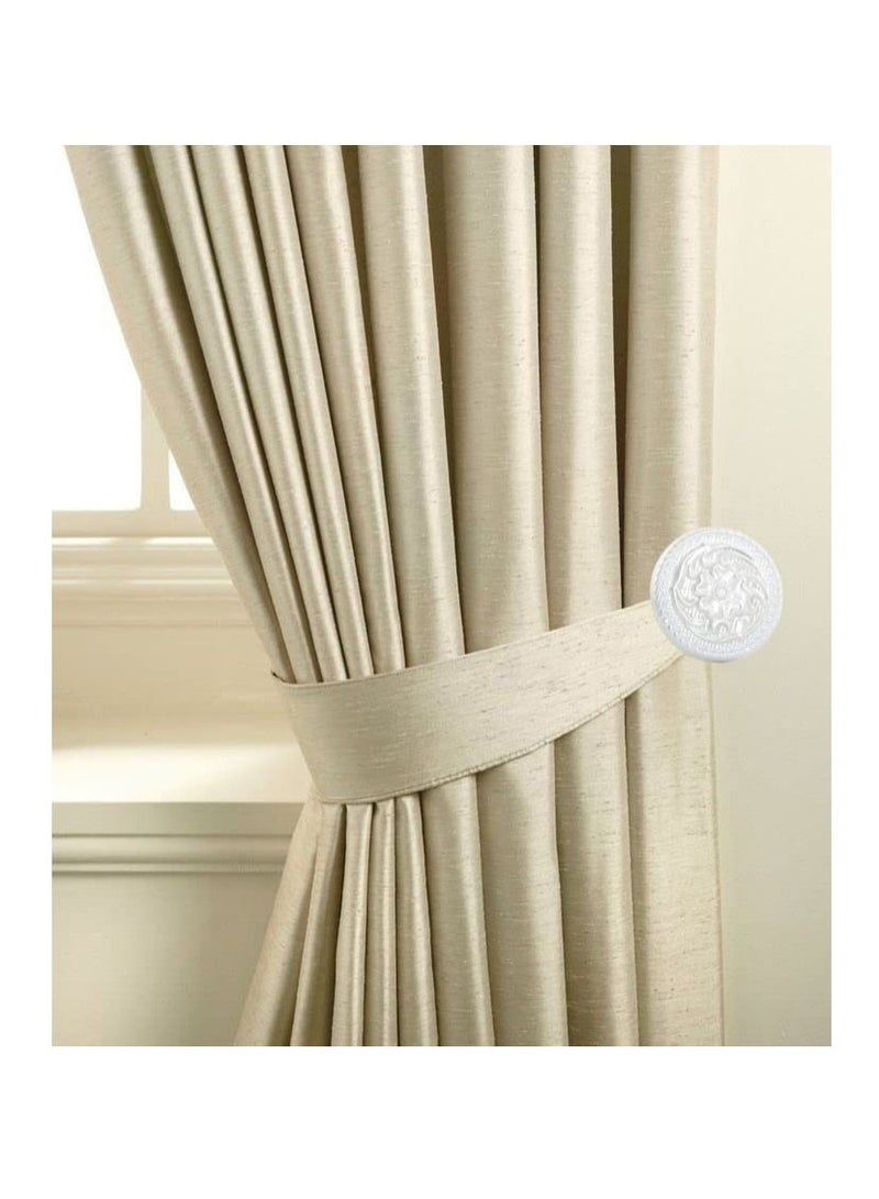 IDT 1 Pair Curtain Holdbacks Window Tie Backs Holders For Bedroom Wall Office Decor Home Sheer Blackout Drapes Blind Curtains Decorations Accessories Buckle Hooks White Colour - Image 1
