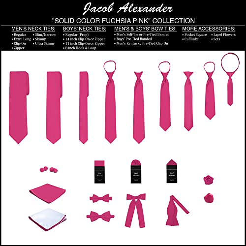 Jacob Alexander Solid Color Men's Regular Tie - Fuchsia Pink - Image 5