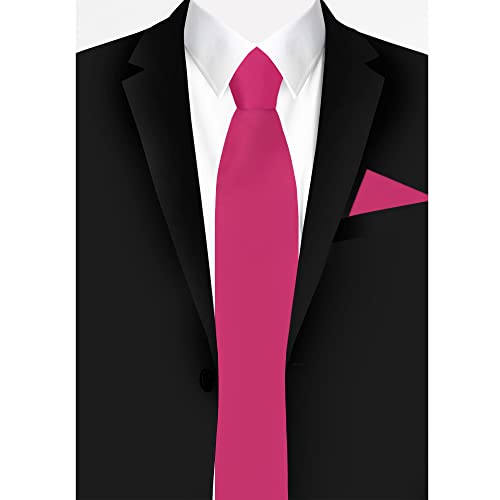 Jacob Alexander Solid Color Men's Regular Tie - Fuchsia Pink - Image 3