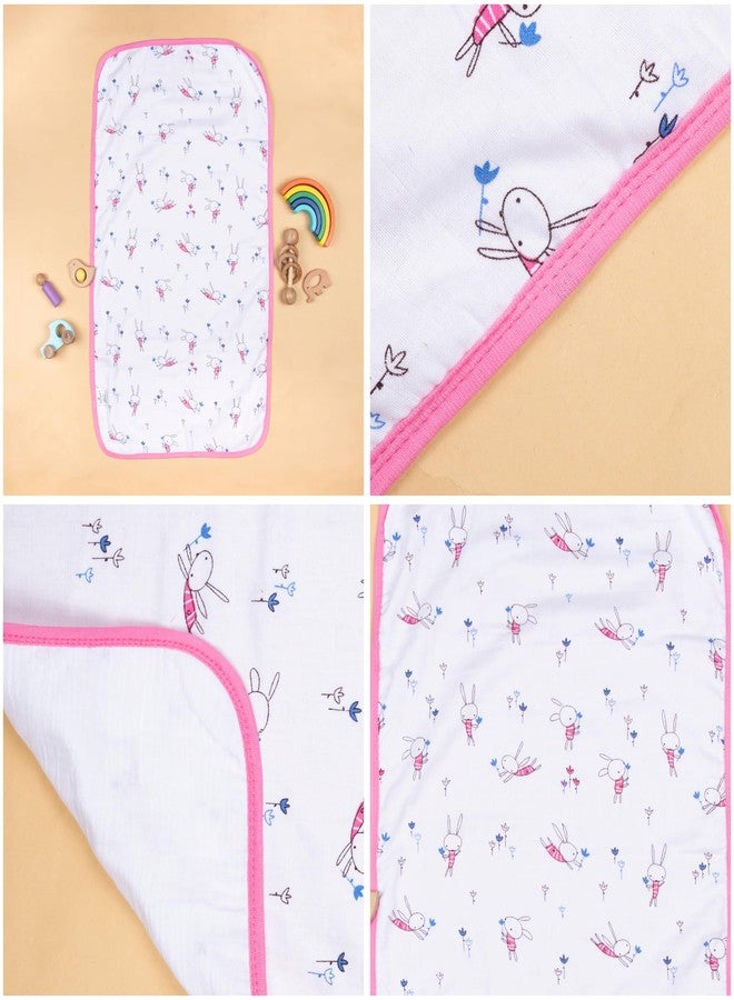 Tinycare Cotton Bath Towel for New Born Baby, Extra Soft Muslin Fabric Printed Towel for Kids/Toddler/Infants 33 x 19cm, Quick Absorbent, Reusable Bathing Towel (Pink- Pack of 1) 0-12 Months - Image 4