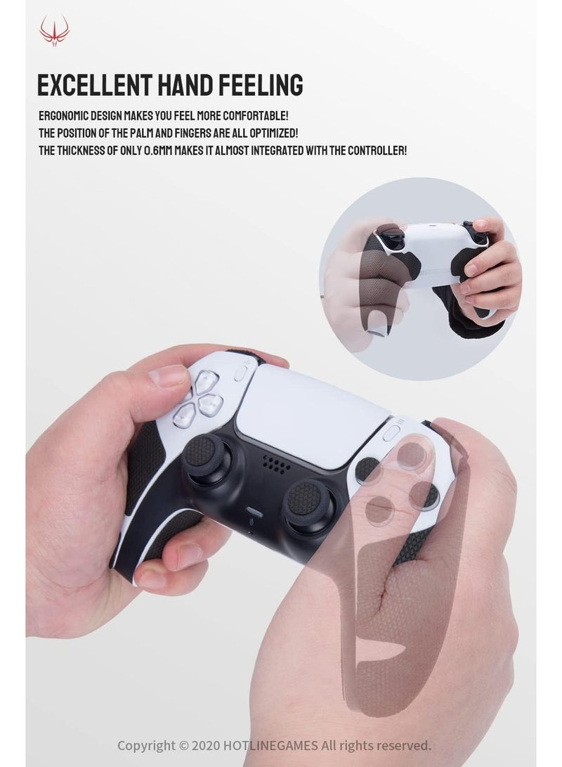 HOTLINE GAMES Anti-Slip Grip Tape for PS5 DualSense Wireless Controller – Premium Sweat-Resistant Grip Skins for PlayStation 5 Controller (Black) - Image 2
