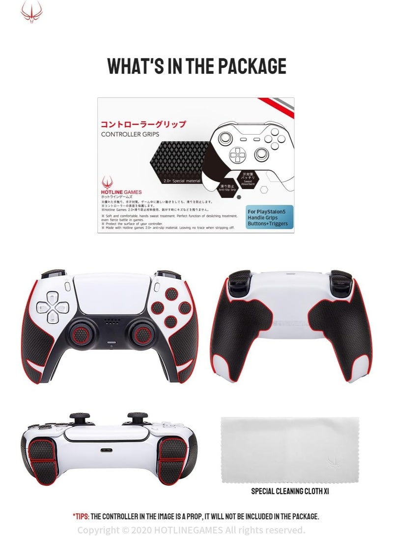 HOTLINE GAMES Anti-Slip Grip Tape for PS5 DualSense Wireless Controller – Premium Sweat-Resistant Grip Skins for PlayStation 5 Controller (Black) - Image 1