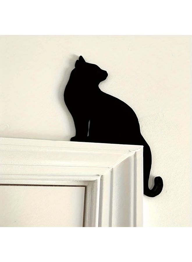 Spooky Halloween Cat Door Decoration Corner Feathere Free Party Accessory 1pc - Image 3