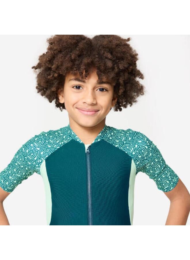 NABAIJI Boys’ suit - short sleeve shorty 100 - duck blue / green  - Image 4
