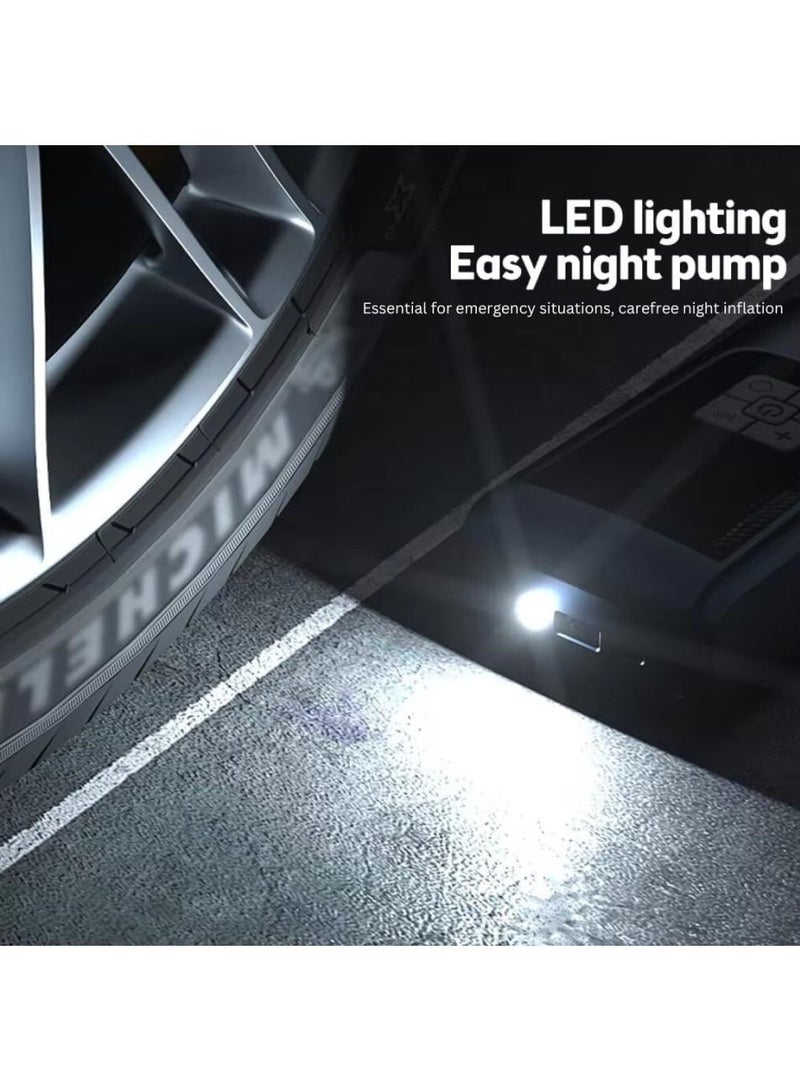 تشانجلي ضاغط هواء محمول منفاخ الإطارات - ضاغط هواء 150PSI مع مقياس ضغط الإطارات ، 4000 مللي أمبير في الساعة منفاخ الإطارات القابل لإعادة الشحن مضخة كهربائية شاشة فلاش LED مع مجموعة فوهة للسيارة ، المحرك ، الدراجة ، الكرة - Image 4