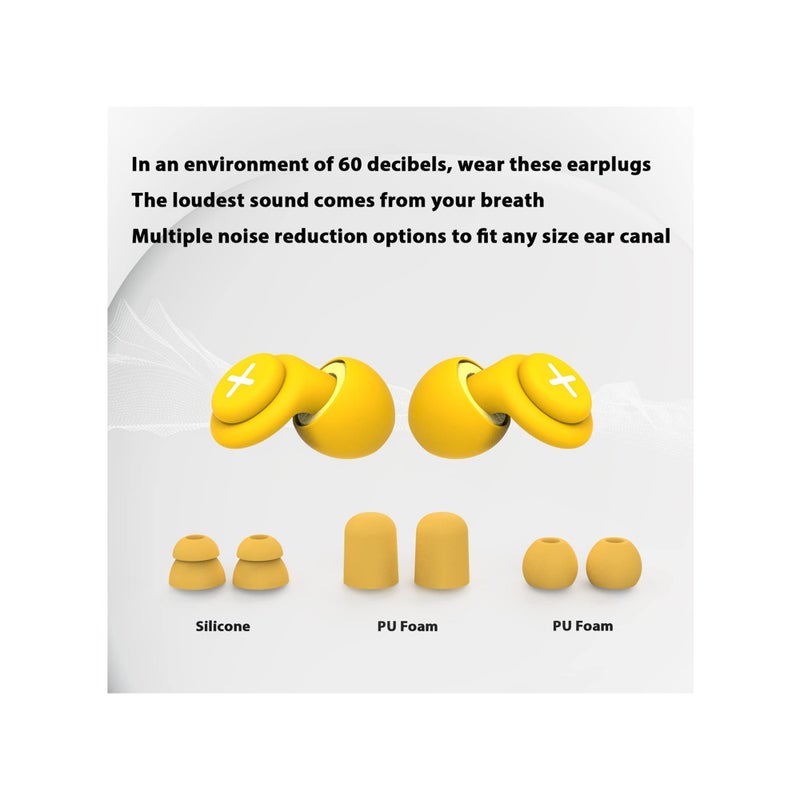 Zikra Noise Reduction Ear Plugs-40 dB Noise Cancelling Reusable Hearing Protection in Flexible Silicone for Sleeping, Traveling, Concerts, Work & Swimming,3 Wearing Styles, Yellow - Image 3