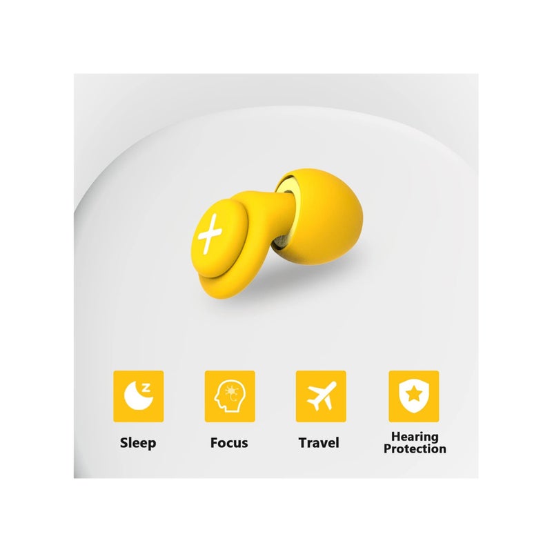 Zikra Noise Reduction Ear Plugs-40 dB Noise Cancelling Reusable Hearing Protection in Flexible Silicone for Sleeping, Traveling, Concerts, Work & Swimming,3 Wearing Styles, Yellow - Image 4