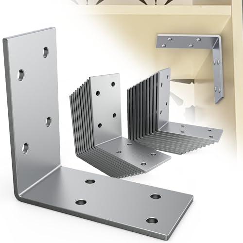 Yuleimy 25 Pcs L Brackets Heavy Duty 12-ga Angle Fastener 3"x3" Angle Iron Galvanized L Shape Corner Brace Large Corner Bracket for Wood 90 Degree Corner Screw Bracket for Furniture,Bed,Timber,Shelf Brackets - Image 1